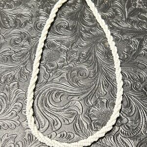 White Twisted Beaded Necklace